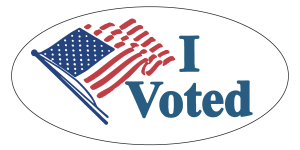 I Voted, with an American flag